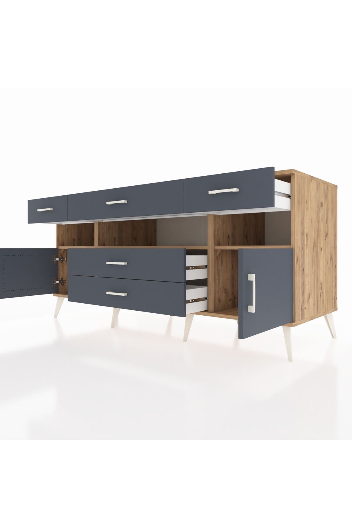 Kronos Konsol 3 Raflı 5 Çekmeceli 2 Kapaklı 176x59x83 - S610M016V26C