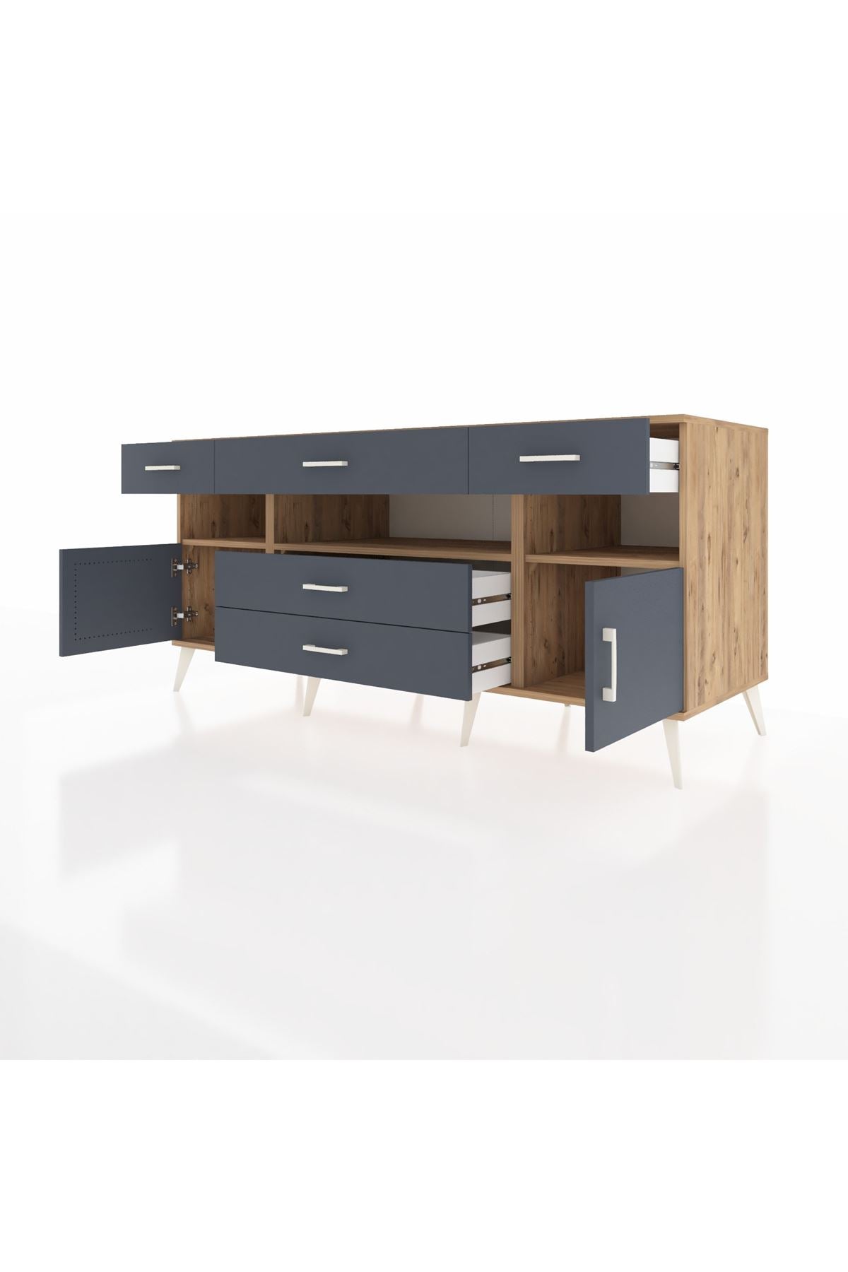 Kronos Konsol 3 Raflı 5 Çekmeceli 2 Kapaklı 176x59x83 - S610M016V26C