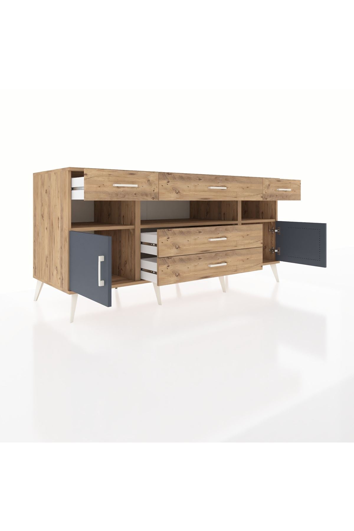 Kronos Konsol 3 Raflı 5 Çekmeceli 2 Kapaklı 176x59x83 - S610M016V27C