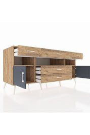 Kronos Konsol 3 Raflı 5 Çekmeceli 2 Kapaklı 176x59x83 - S610M016V27C