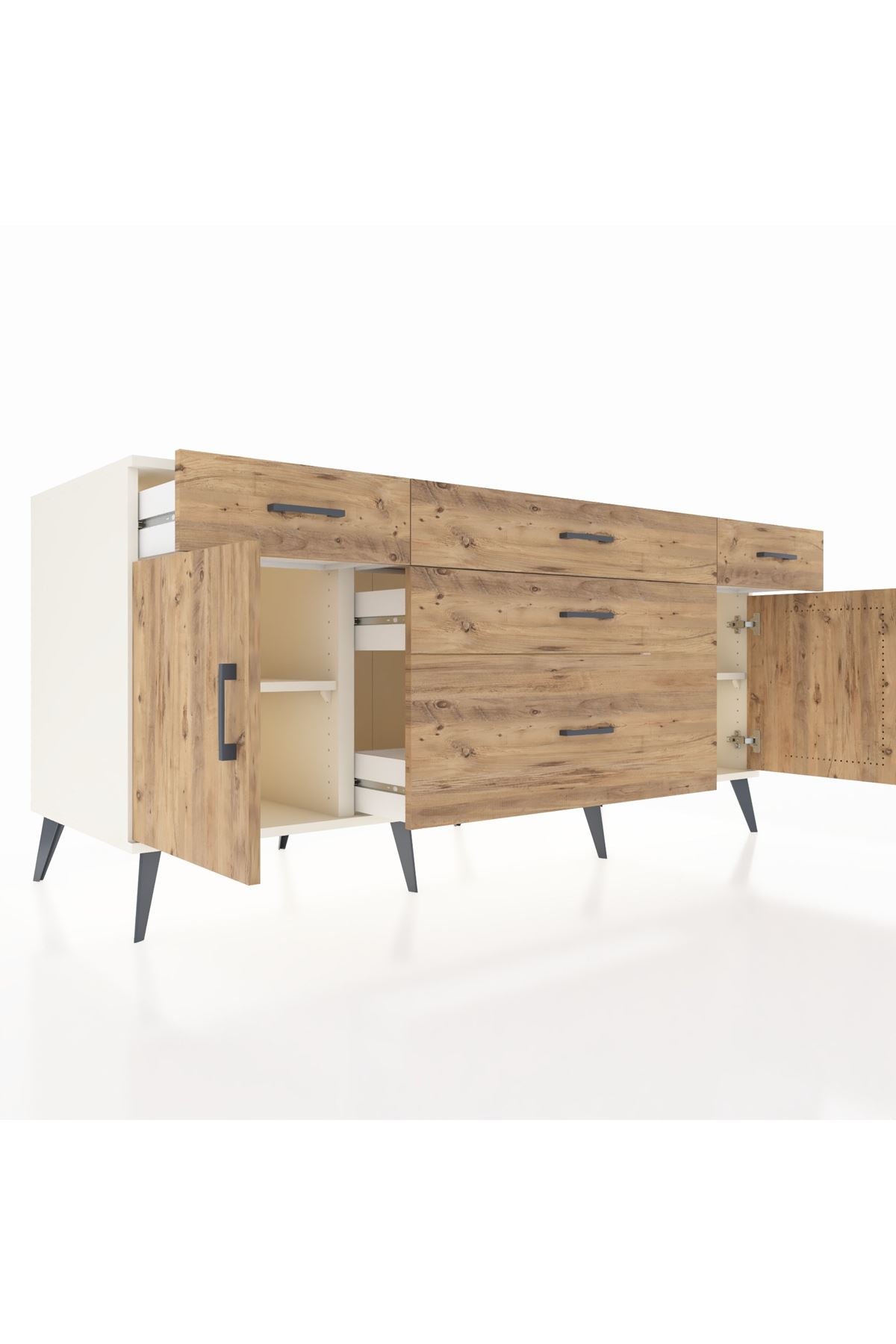 Kronos Konsol 2 Raflı 5 Çekmeceli 2 Kapaklı 176x59x83 - S610M017V03C