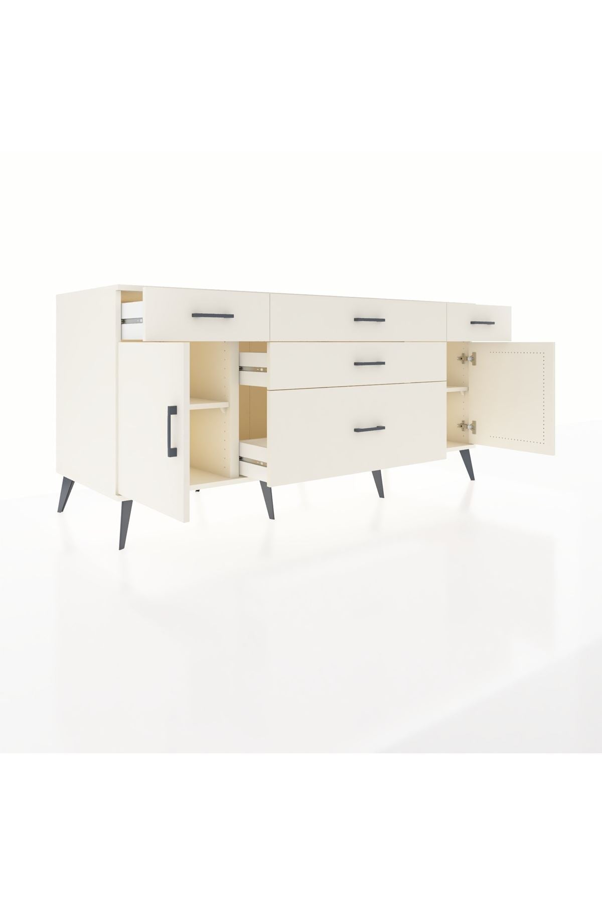 Kronos Konsol 2 Raflı 5 Çekmeceli 2 Kapaklı 176x59x83 - S610M017V04C