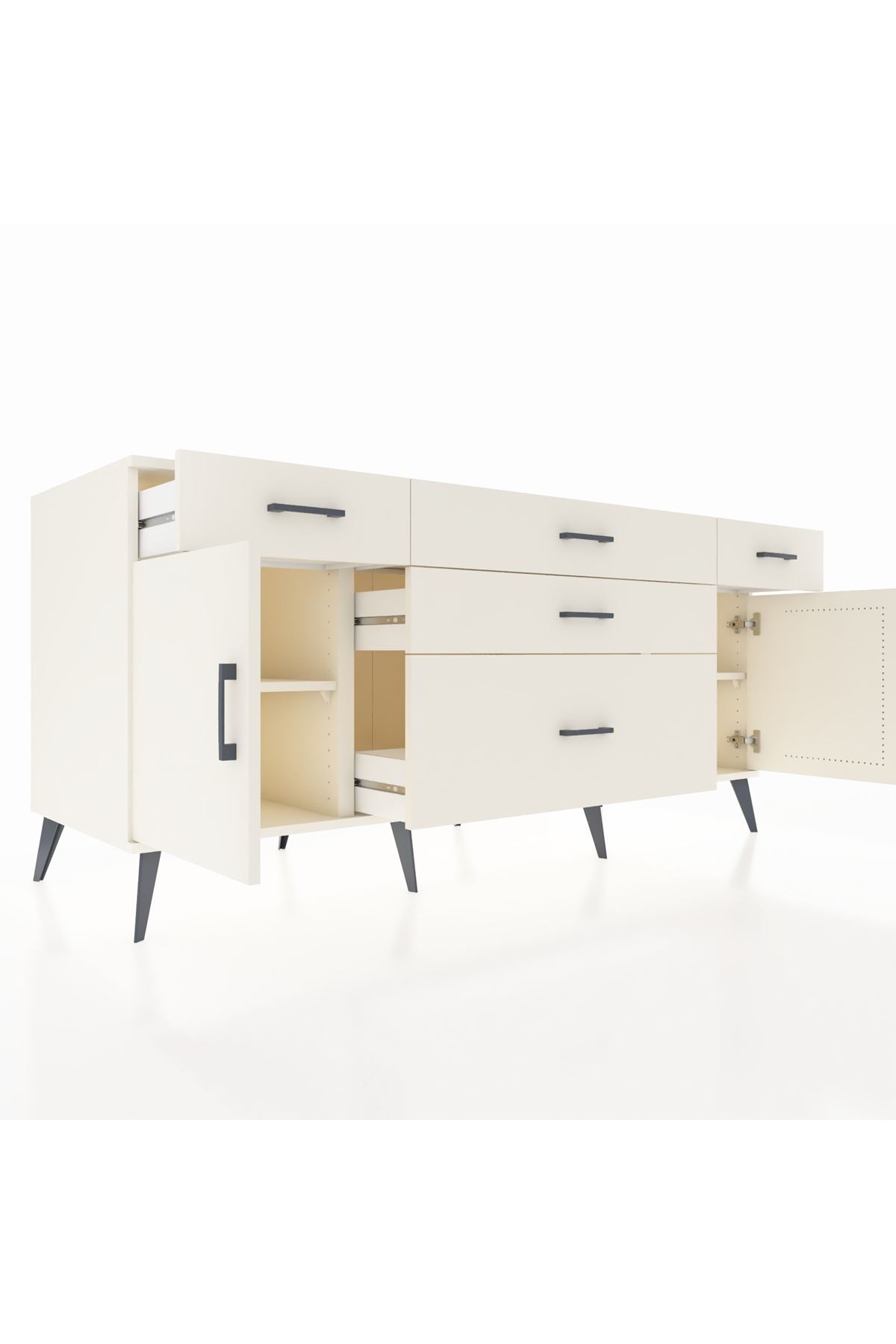 Kronos Konsol 2 Raflı 5 Çekmeceli 2 Kapaklı 176x59x83 - S610M017V04C