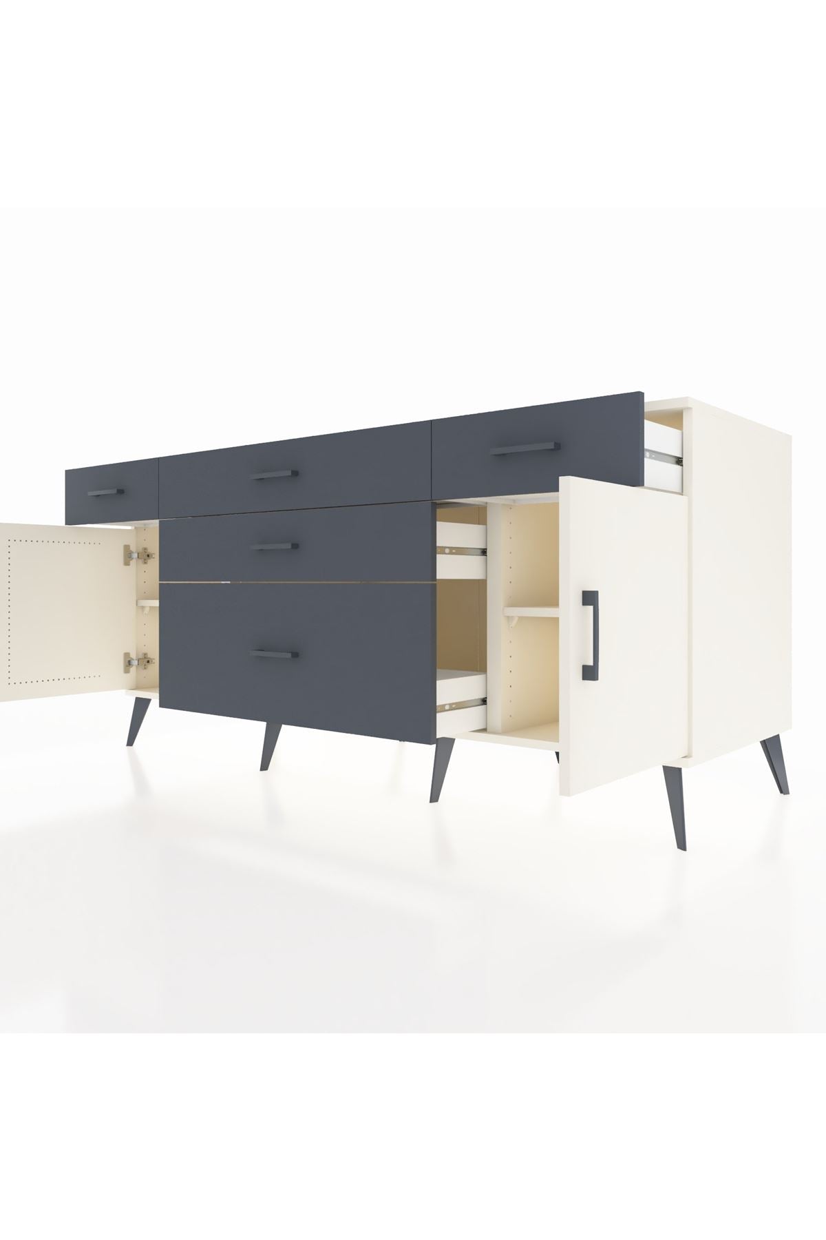 Kronos Konsol 2 Raflı 5 Çekmeceli 2 Kapaklı 176x59x83 - S610M017V05C