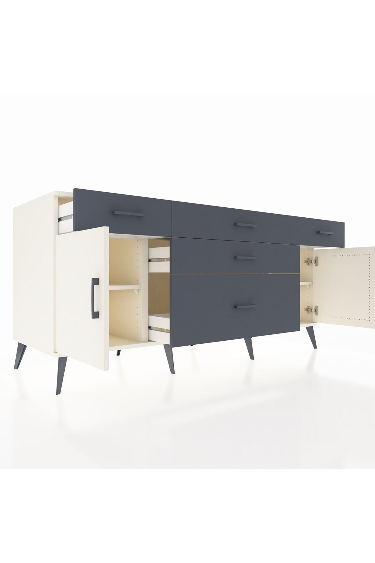 Kronos Konsol 2 Raflı 5 Çekmeceli 2 Kapaklı 176x59x83 - S610M017V05C