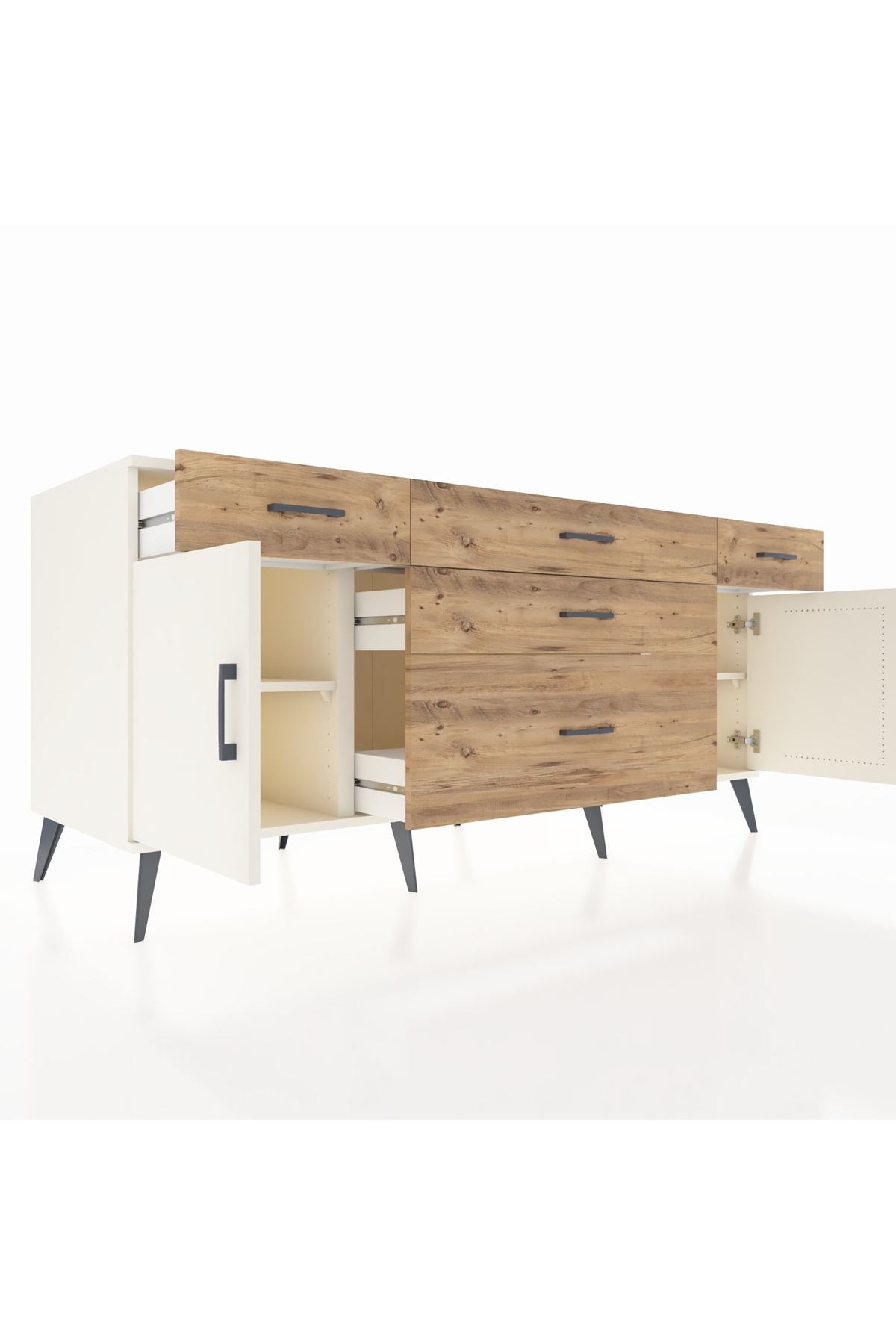 Kronos Konsol 2 Raflı 5 Çekmeceli 2 Kapaklı 176x59x83 - S610M017V06C