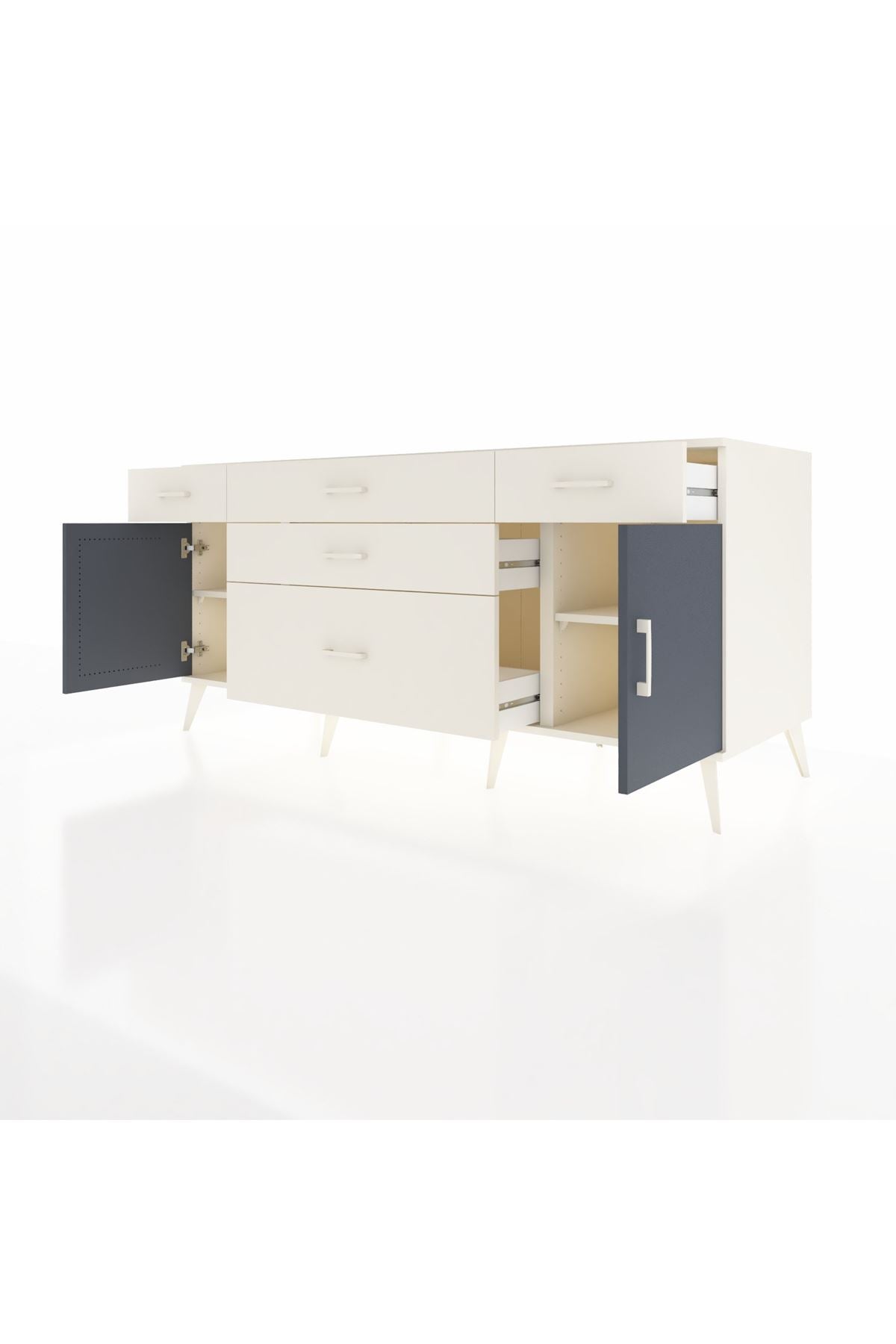 Kronos Konsol 2 Raflı 5 Çekmeceli 2 Kapaklı 176x59x83 - S610M017V07C