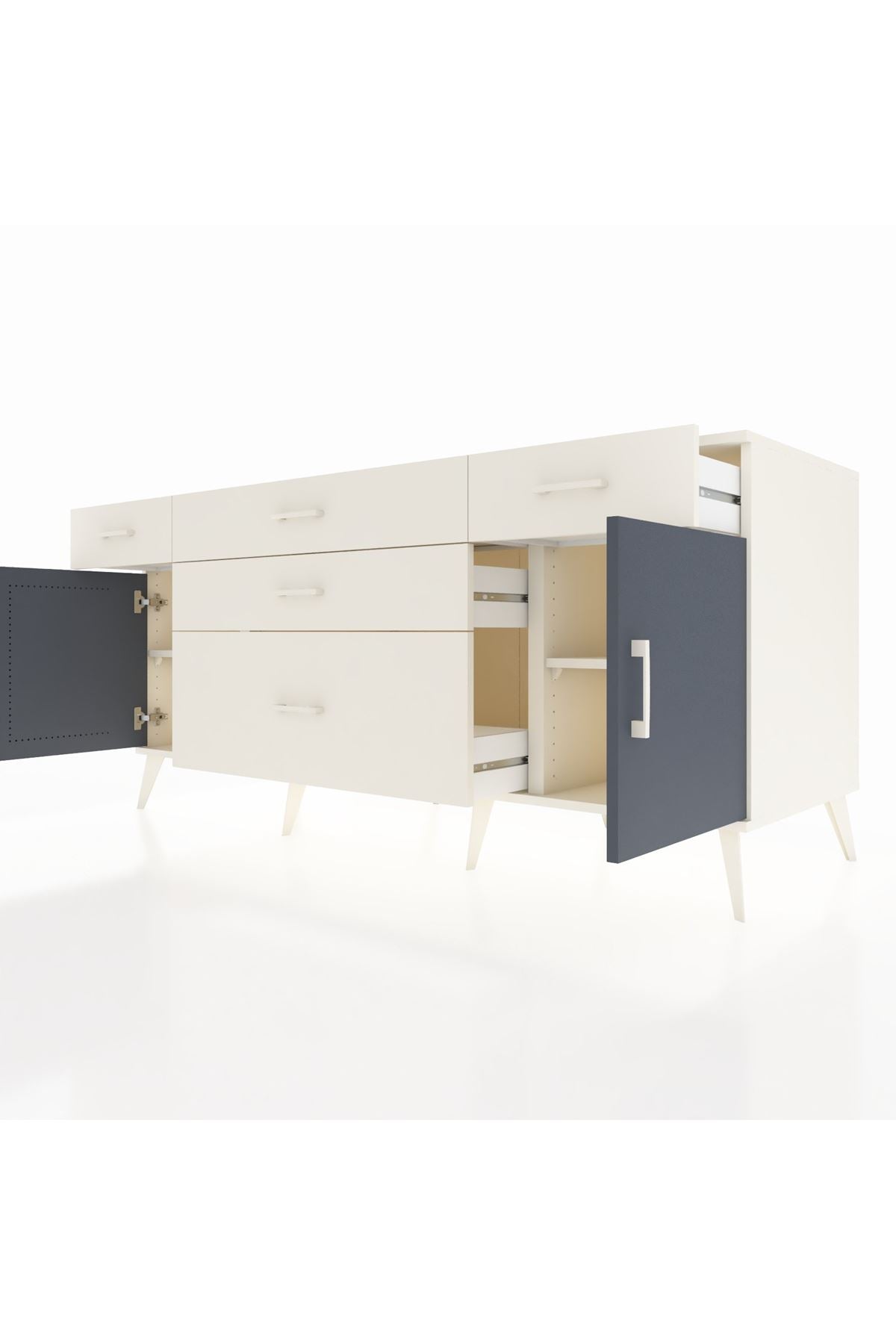 Kronos Konsol 2 Raflı 5 Çekmeceli 2 Kapaklı 176x59x83 - S610M017V07C