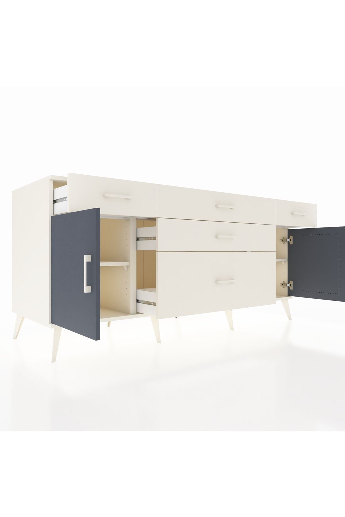 Kronos Konsol 2 Raflı 5 Çekmeceli 2 Kapaklı 176x59x83 - S610M017V07C