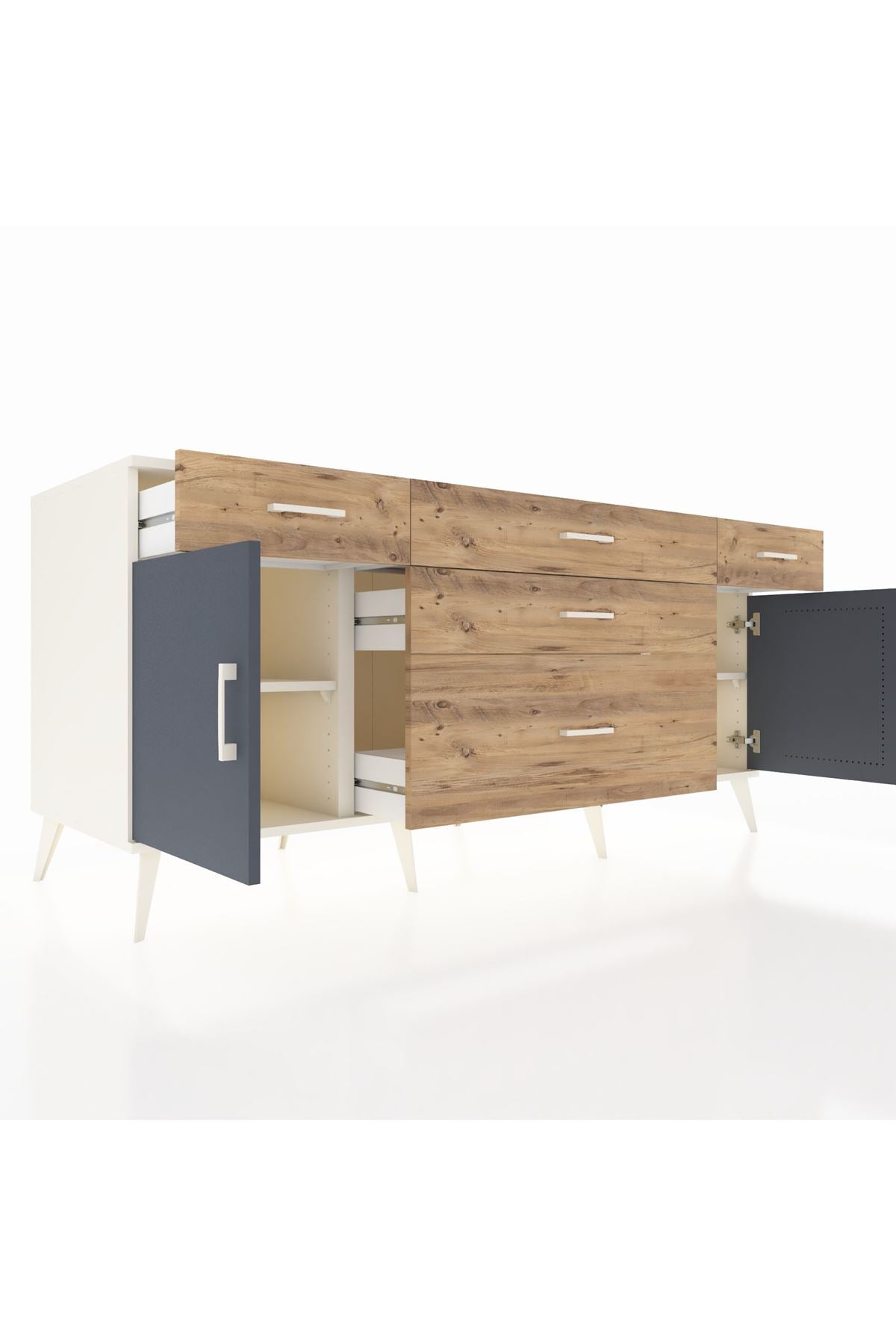 Kronos Konsol 2 Raflı 5 Çekmeceli 2 Kapaklı 176x59x83 - S610M017V09C