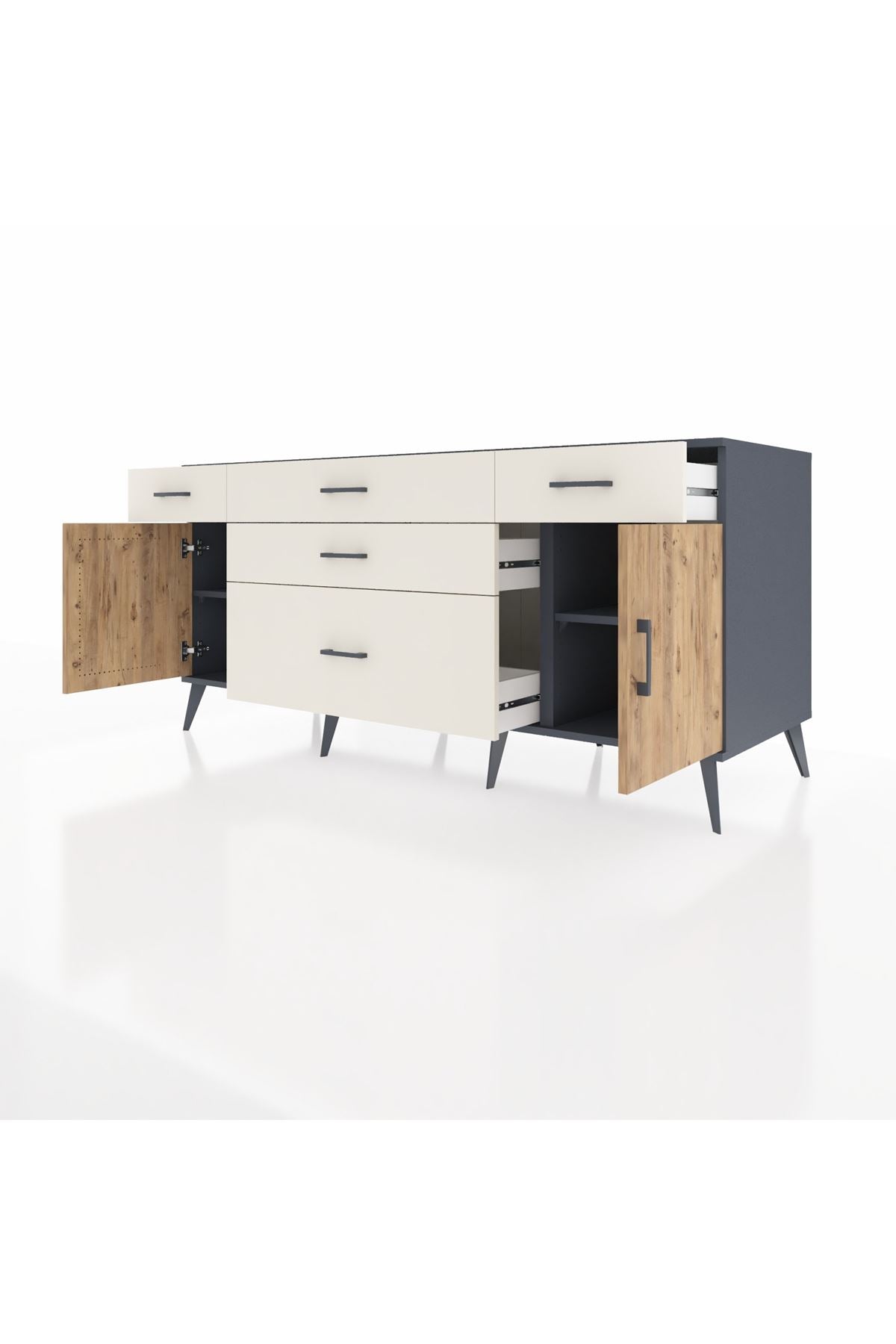 Kronos Konsol 2 Raflı 5 Çekmeceli 2 Kapaklı 176x59x83 - S610M017V10C