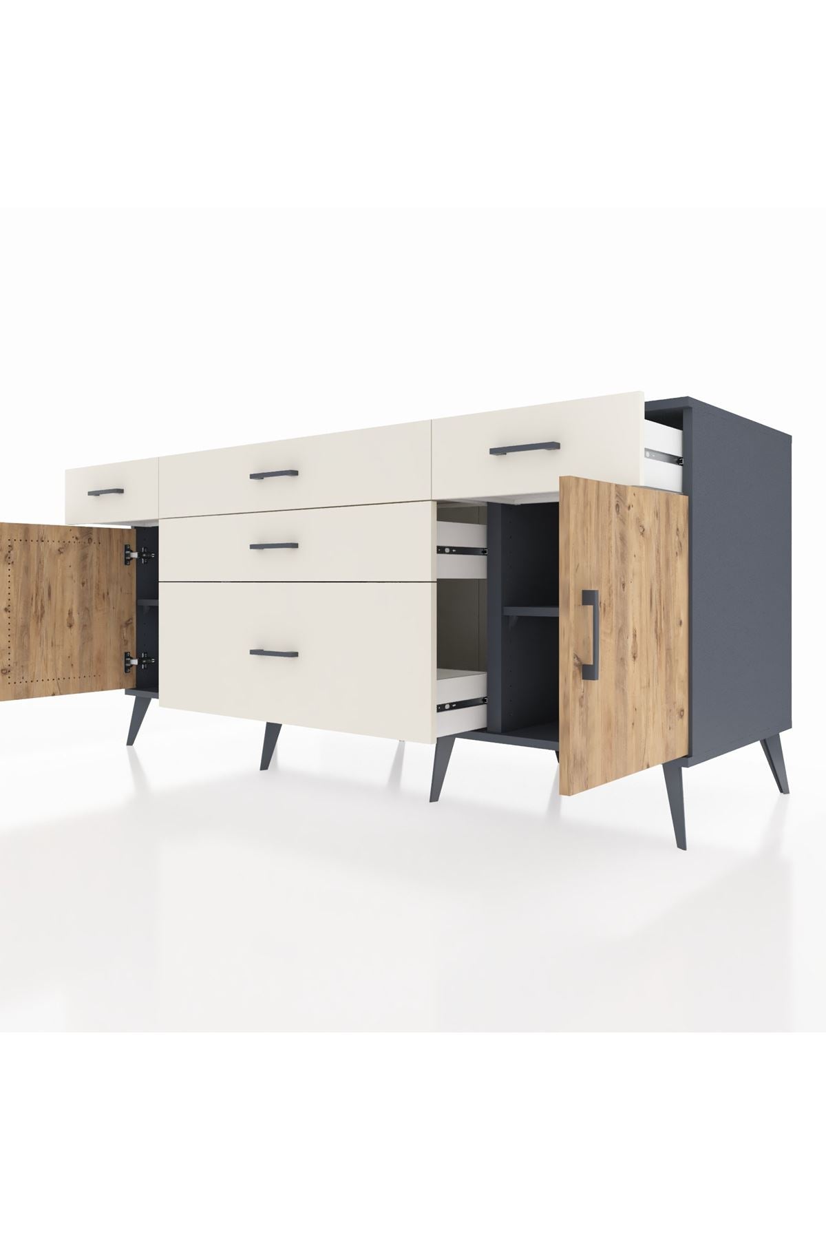 Kronos Konsol 2 Raflı 5 Çekmeceli 2 Kapaklı 176x59x83 - S610M017V10C