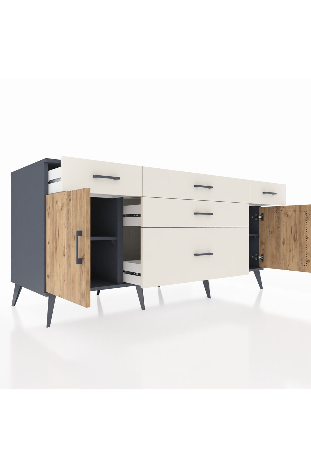 Kronos Konsol 2 Raflı 5 Çekmeceli 2 Kapaklı 176x59x83 - S610M017V10C