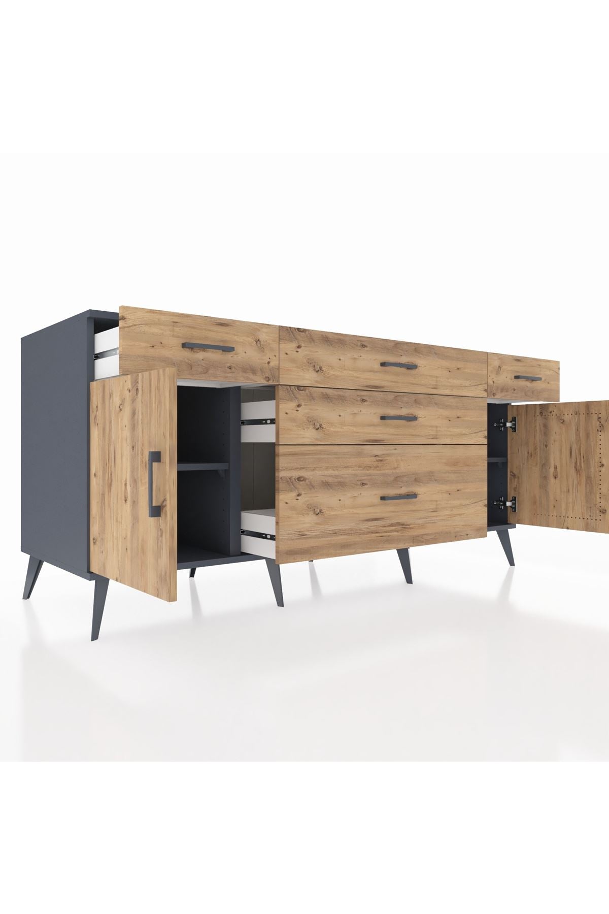 Kronos Konsol 2 Raflı 5 Çekmeceli 2 Kapaklı 176x59x83 - S610M017V12C