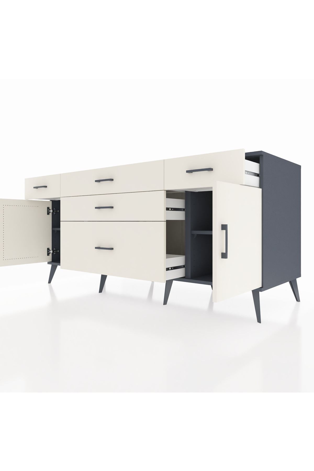 Kronos Konsol 2 Raflı 5 Çekmeceli 2 Kapaklı 176x59x83 - S610M017V13C