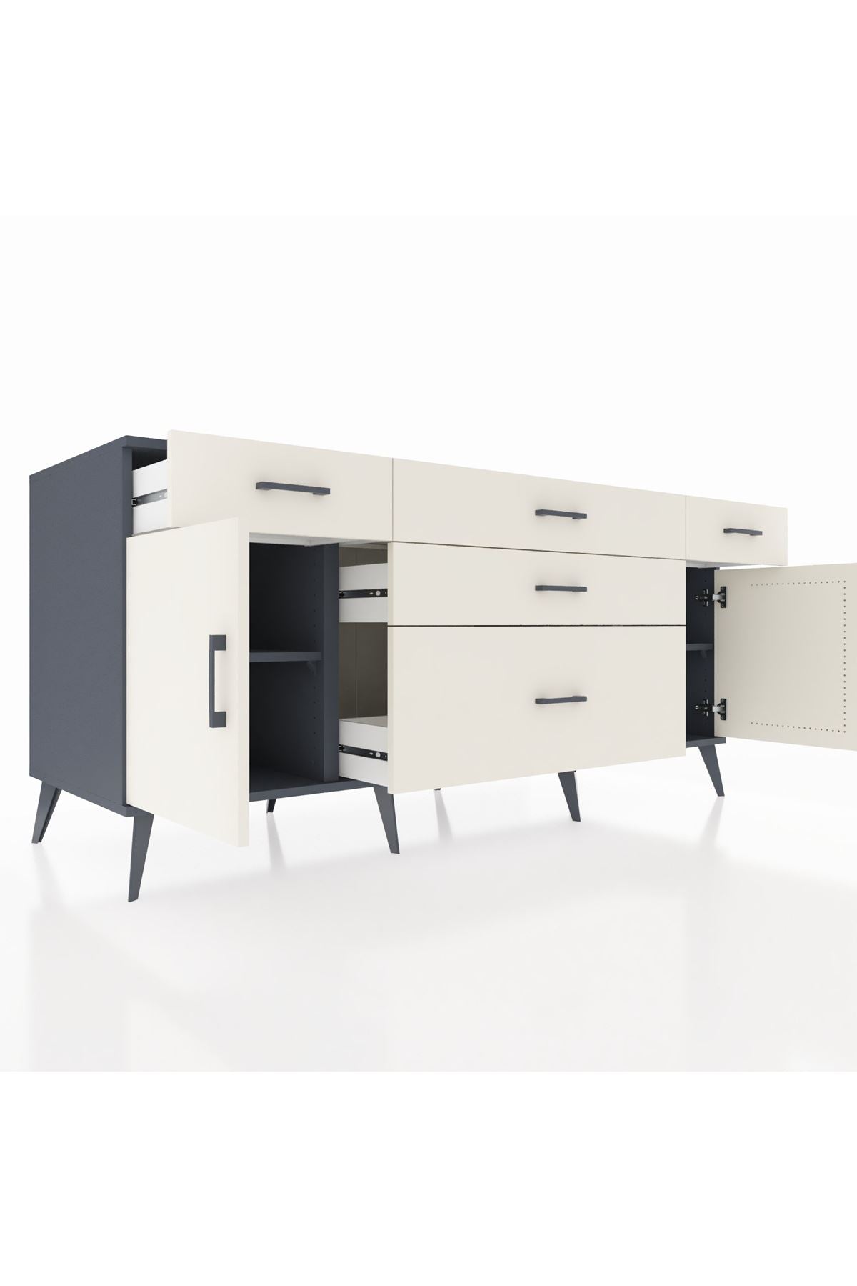 Kronos Konsol 2 Raflı 5 Çekmeceli 2 Kapaklı 176x59x83 - S610M017V13C