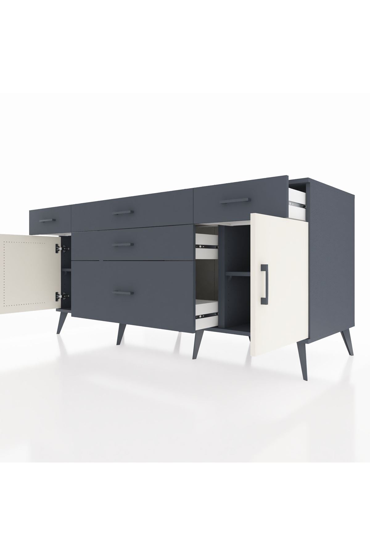 Kronos Konsol 2 Raflı 5 Çekmeceli 2 Kapaklı 176x59x83 - S610M017V14C