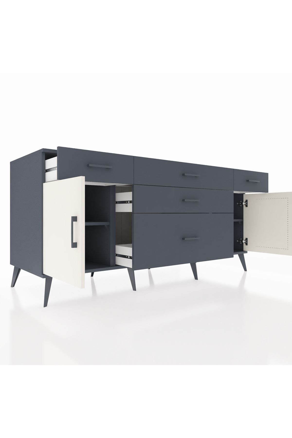 Kronos Konsol 2 Raflı 5 Çekmeceli 2 Kapaklı 176x59x83 - S610M017V14C