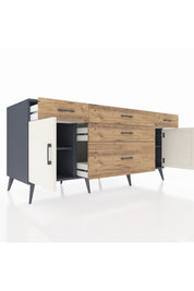 Kronos Konsol 2 Raflı 5 Çekmeceli 2 Kapaklı 176x59x83 - S610M017V15C