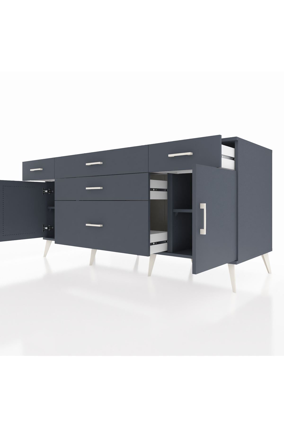 Kronos Konsol 2 Raflı 5 Çekmeceli 2 Kapaklı 176x59x83 - S610M017V17C