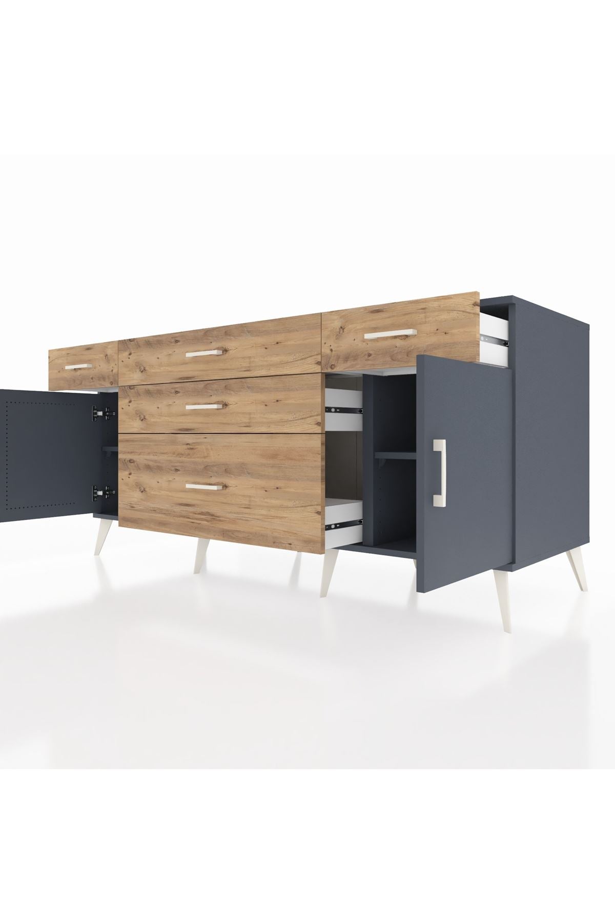 Kronos Konsol 2 Raflı 5 Çekmeceli 2 Kapaklı 176x59x83 - S610M017V18C