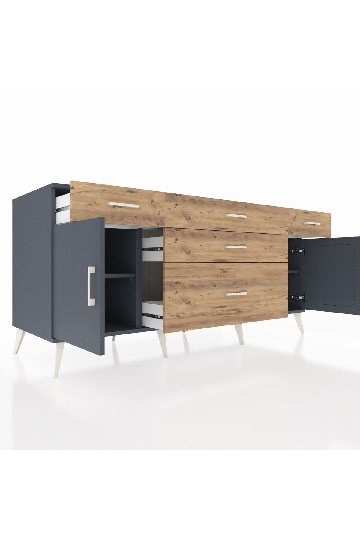 Kronos Konsol 2 Raflı 5 Çekmeceli 2 Kapaklı 176x59x83 - S610M017V18C