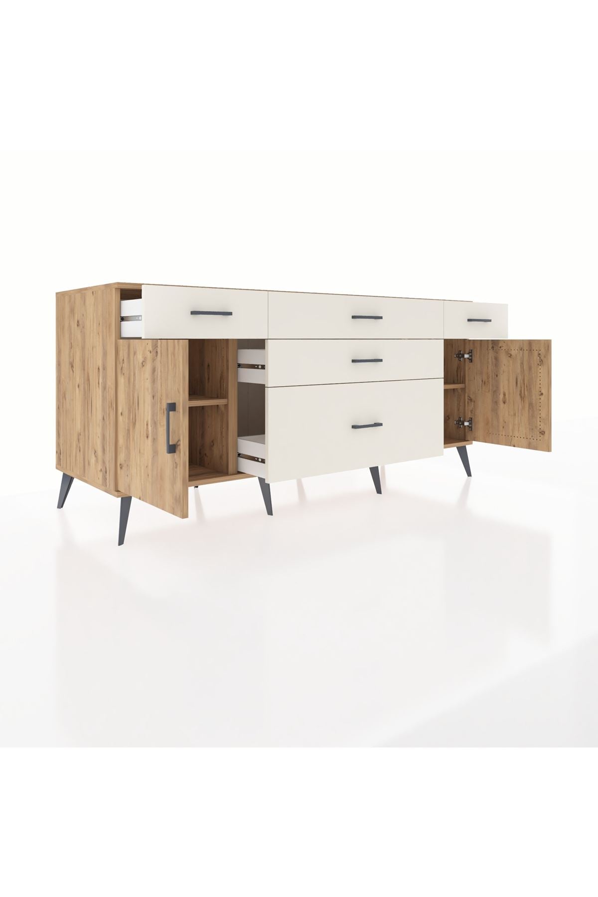 Kronos Konsol 2 Raflı 5 Çekmeceli 2 Kapaklı 176x59x83 - S610M017V19C