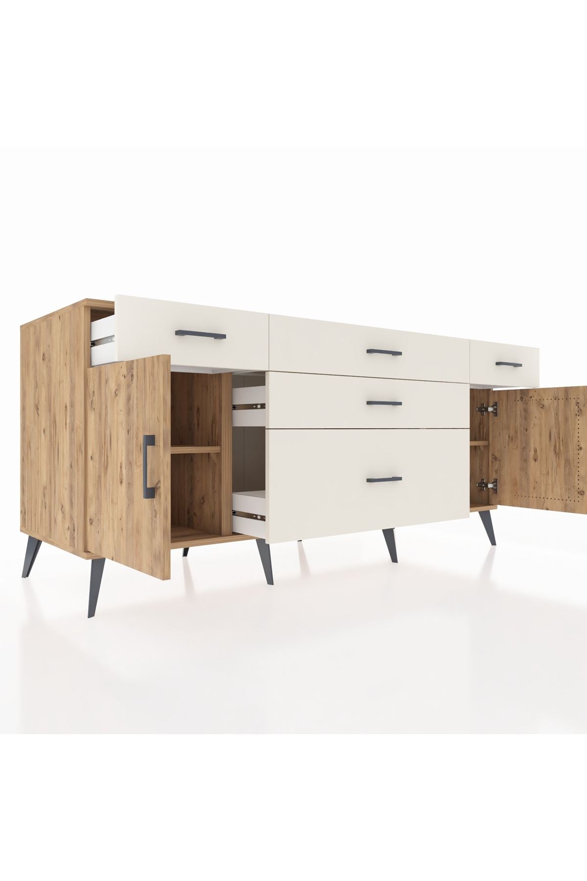 Kronos Konsol 2 Raflı 5 Çekmeceli 2 Kapaklı 176x59x83 - S610M017V19C