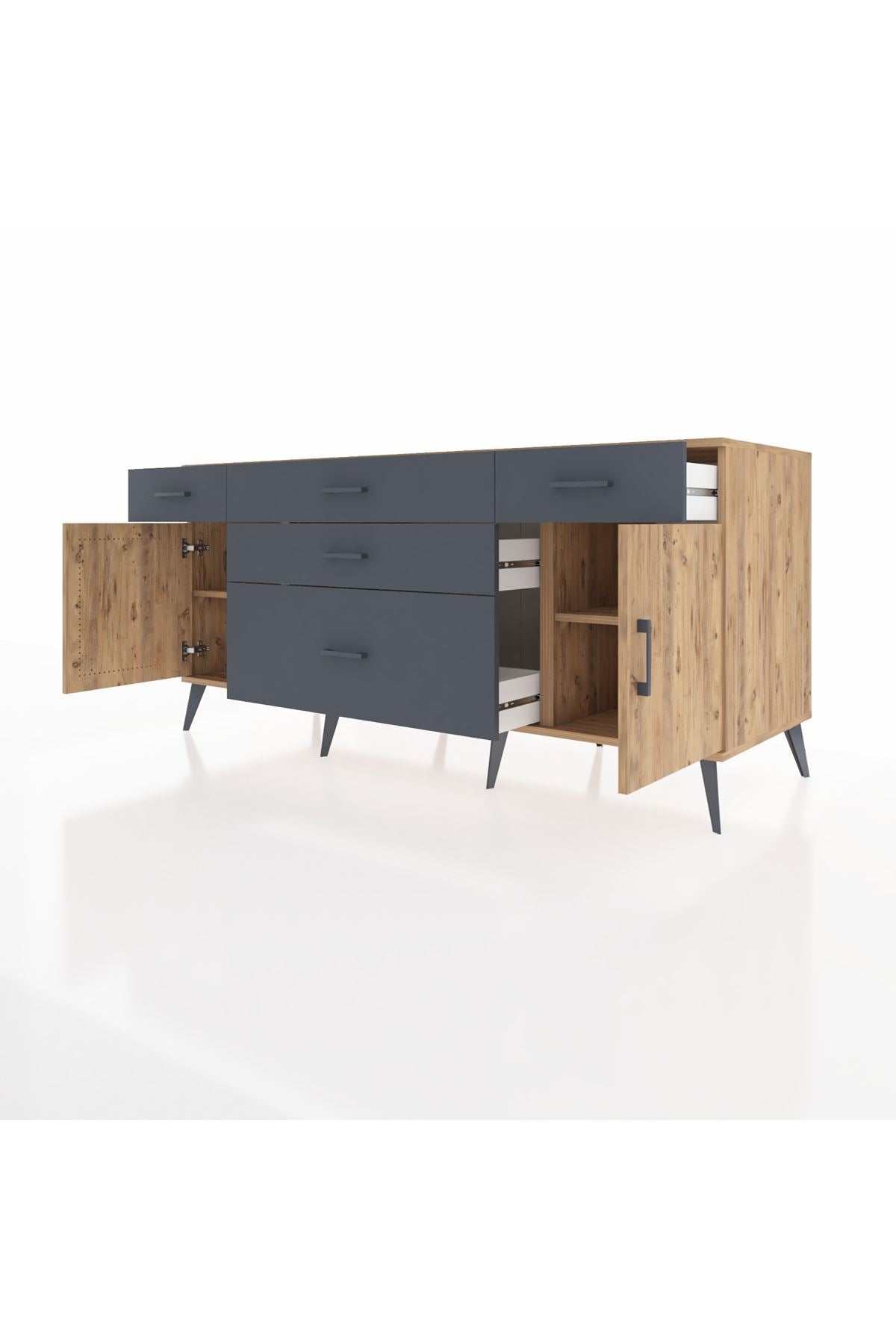 Kronos Konsol 2 Raflı 5 Çekmeceli 2 Kapaklı 176x59x83 - S610M017V20C