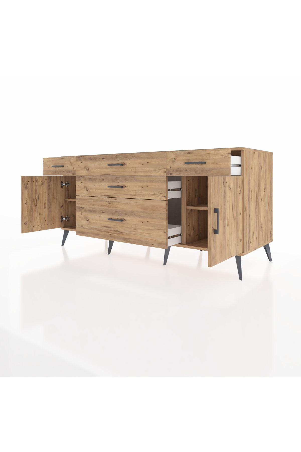 Kronos Konsol 2 Raflı 5 Çekmeceli 2 Kapaklı 176x59x83 - S610M017V21C