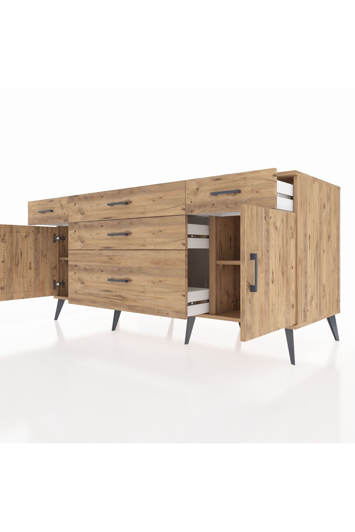 Kronos Konsol 2 Raflı 5 Çekmeceli 2 Kapaklı 176x59x83 - S610M017V21C