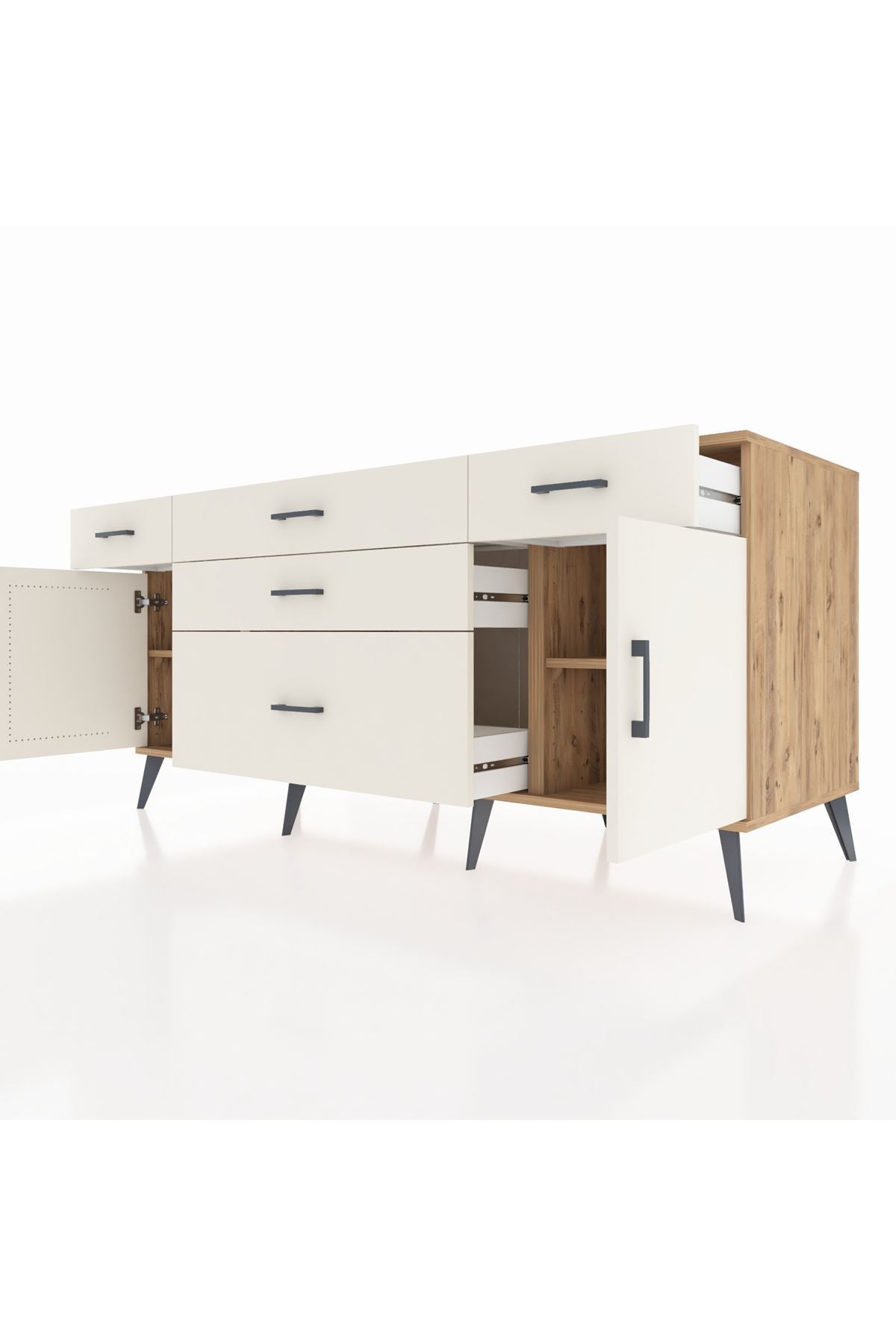 Kronos Konsol 2 Raflı 5 Çekmeceli 2 Kapaklı 176x59x83 - S610M017V22C