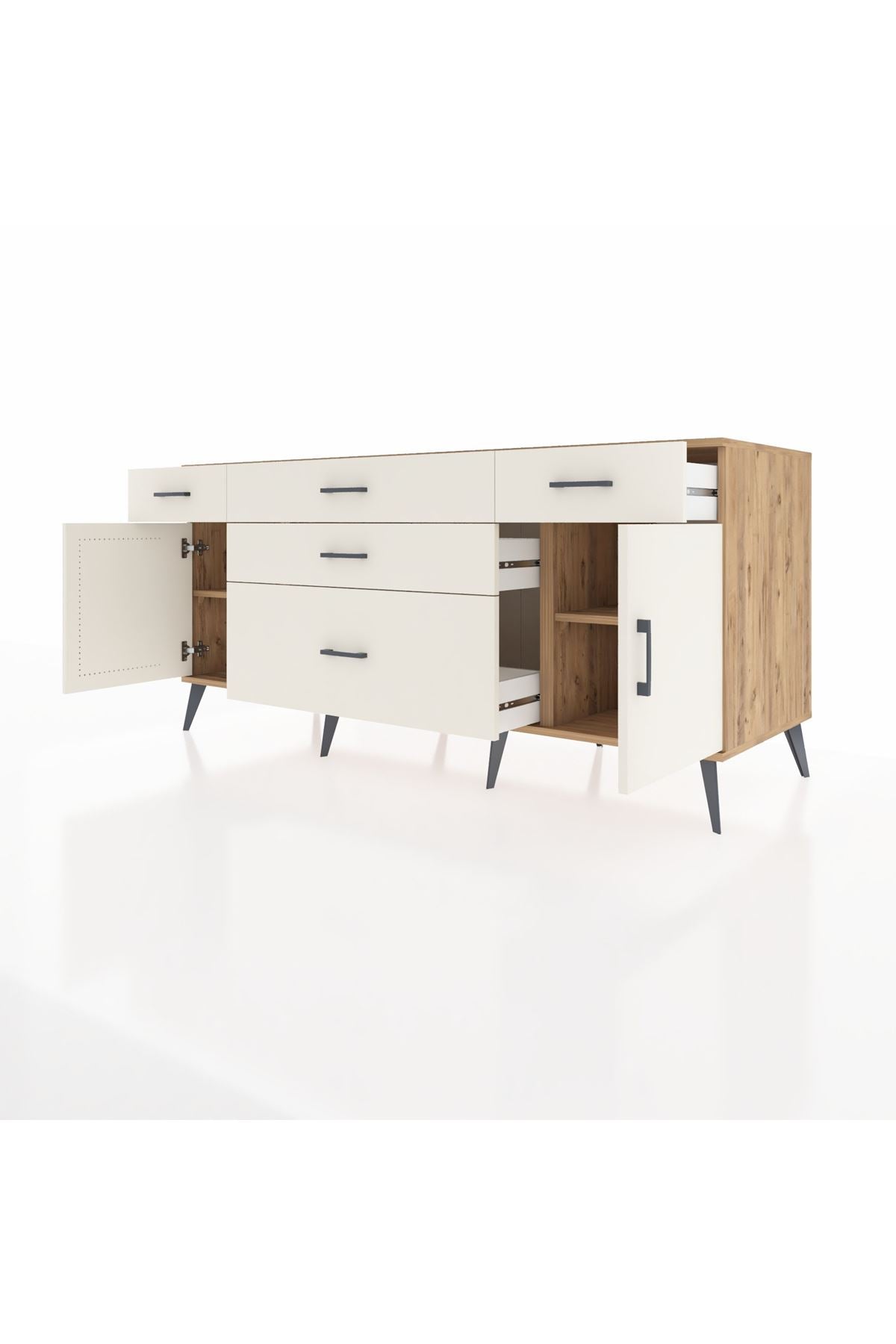 Kronos Konsol 2 Raflı 5 Çekmeceli 2 Kapaklı 176x59x83 - S610M017V22C