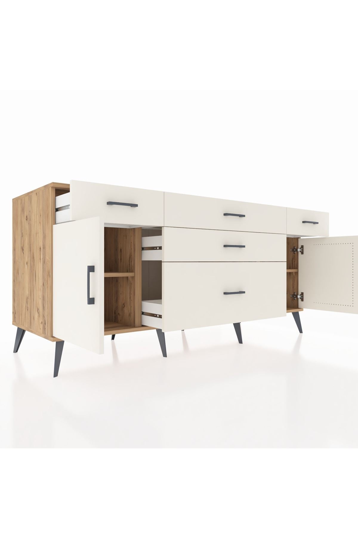 Kronos Konsol 2 Raflı 5 Çekmeceli 2 Kapaklı 176x59x83 - S610M017V22C