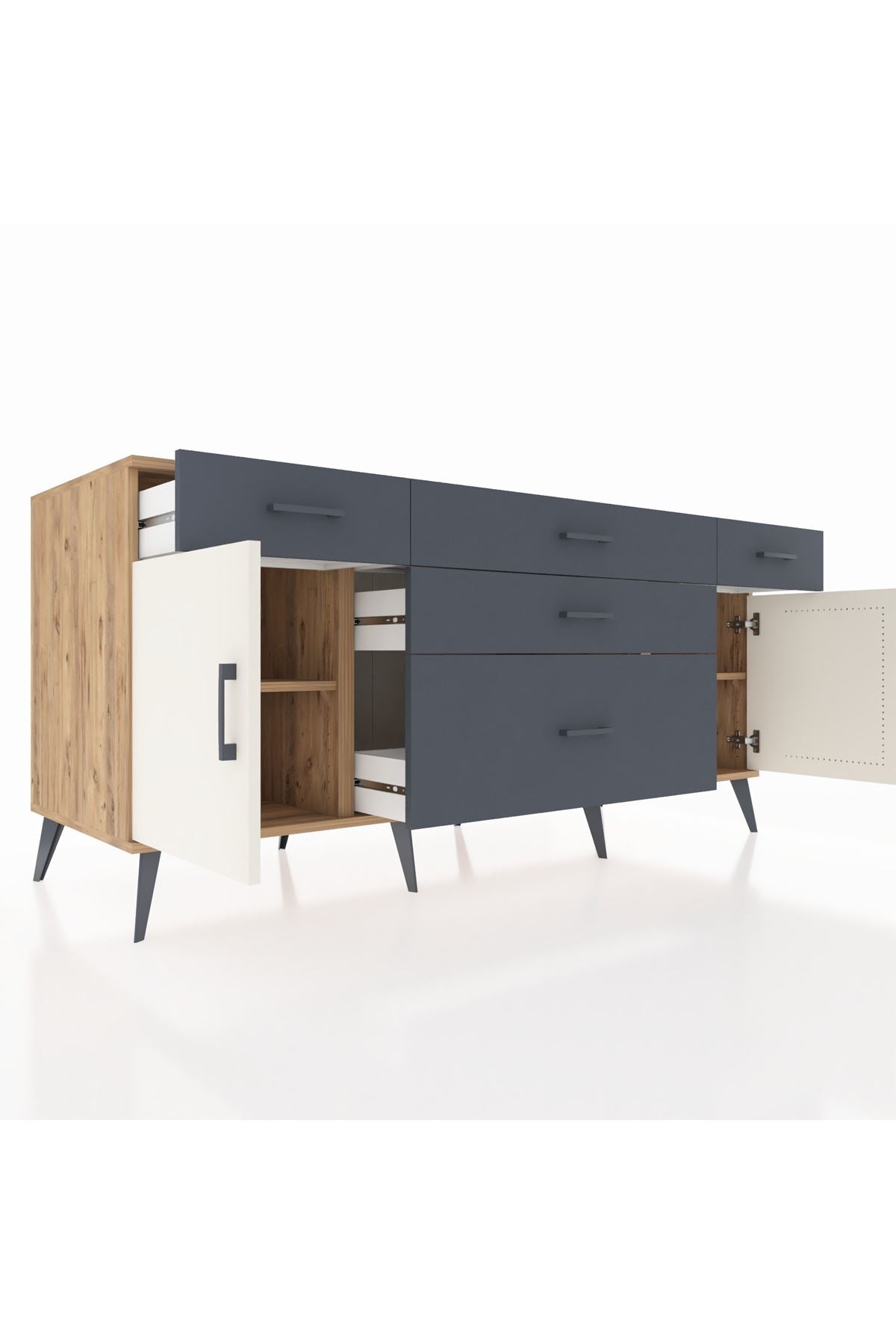 Kronos Konsol 2 Raflı 5 Çekmeceli 2 Kapaklı 176x59x83 - S610M017V23C