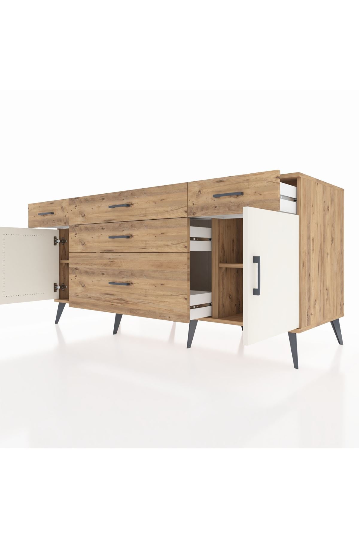 Kronos Konsol 2 Raflı 5 Çekmeceli 2 Kapaklı 176x59x83 - S610M017V24C