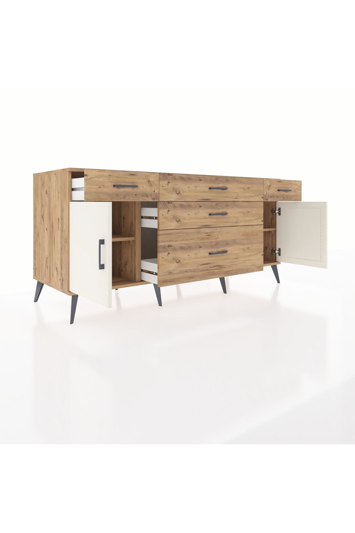 Kronos Konsol 2 Raflı 5 Çekmeceli 2 Kapaklı 176x59x83 - S610M017V24C