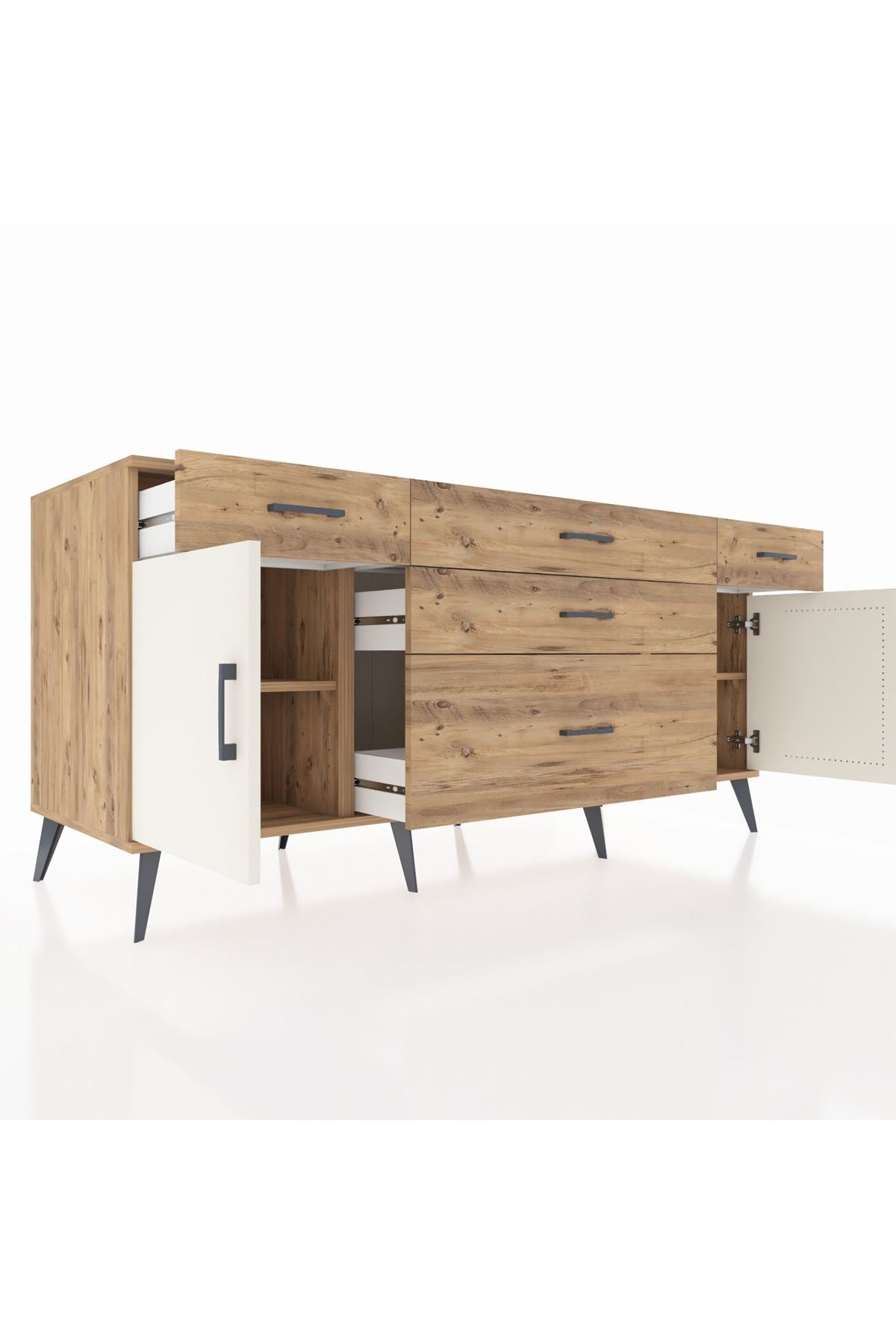 Kronos Konsol 2 Raflı 5 Çekmeceli 2 Kapaklı 176x59x83 - S610M017V24C