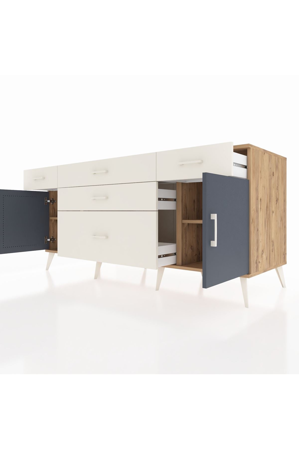 Kronos Konsol 2 Raflı 5 Çekmeceli 2 Kapaklı 176x59x83 - S610M017V25C