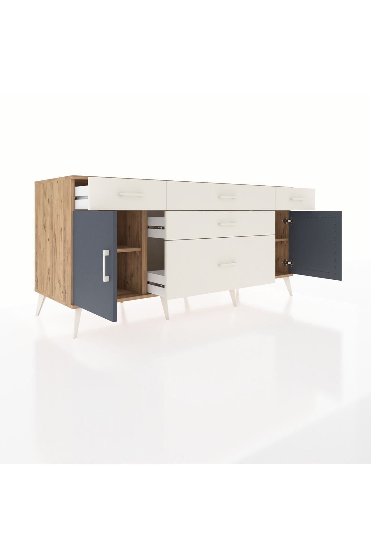 Kronos Konsol 2 Raflı 5 Çekmeceli 2 Kapaklı 176x59x83 - S610M017V25C