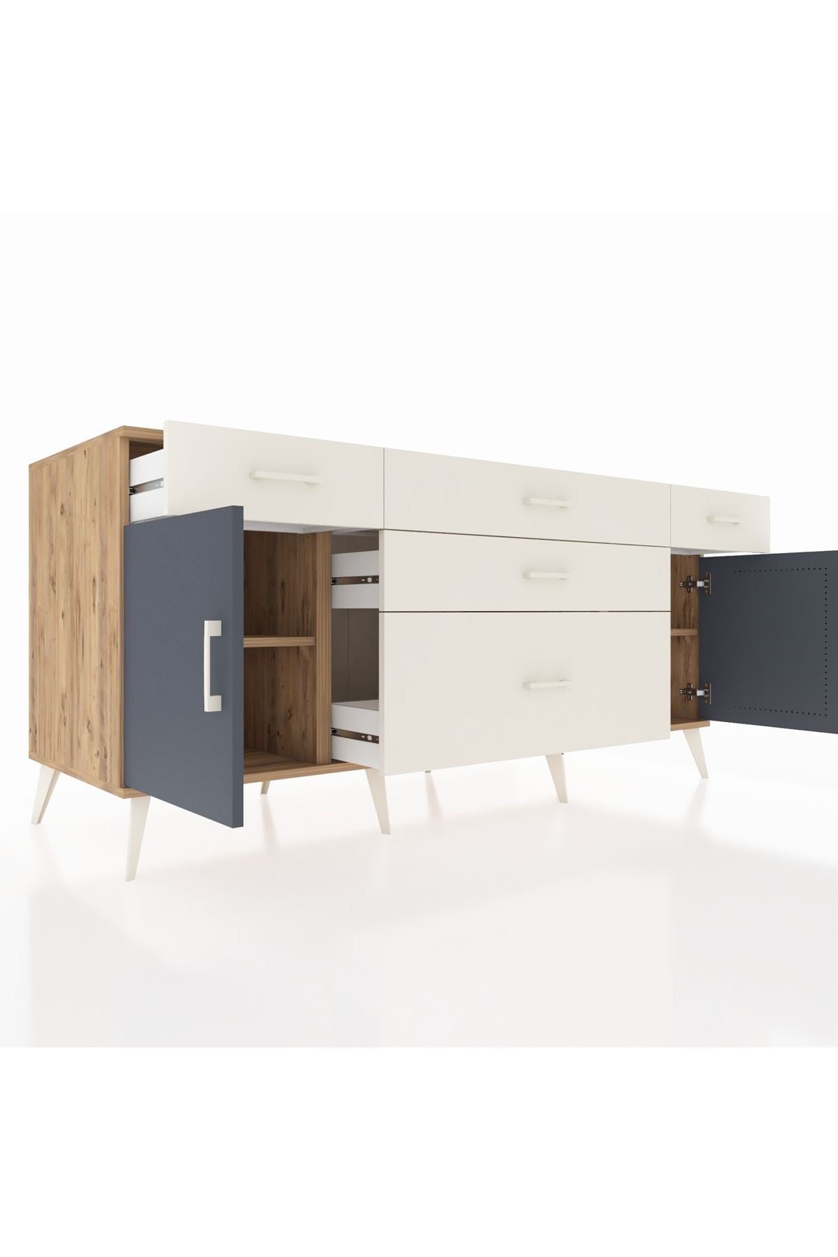 Kronos Konsol 2 Raflı 5 Çekmeceli 2 Kapaklı 176x59x83 - S610M017V25C