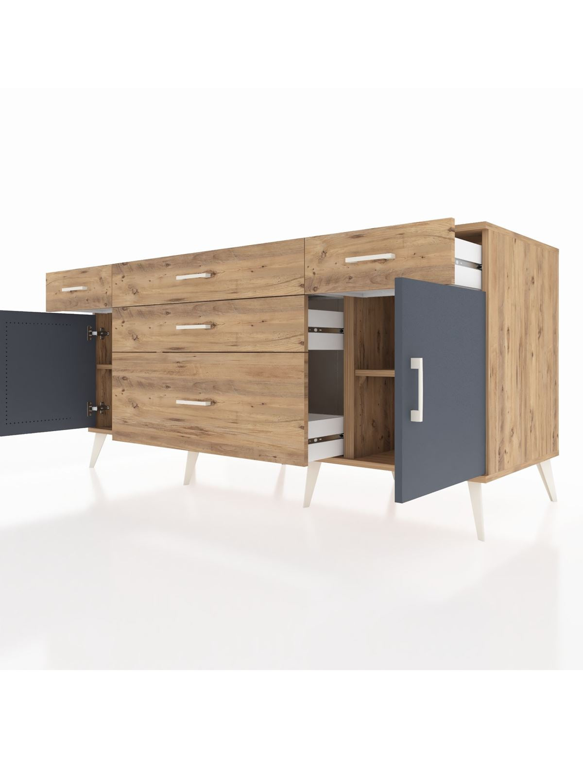 Kronos Konsol 2 Raflı 5 Çekmeceli 2 Kapaklı 176x59x83 - S610M017V27C