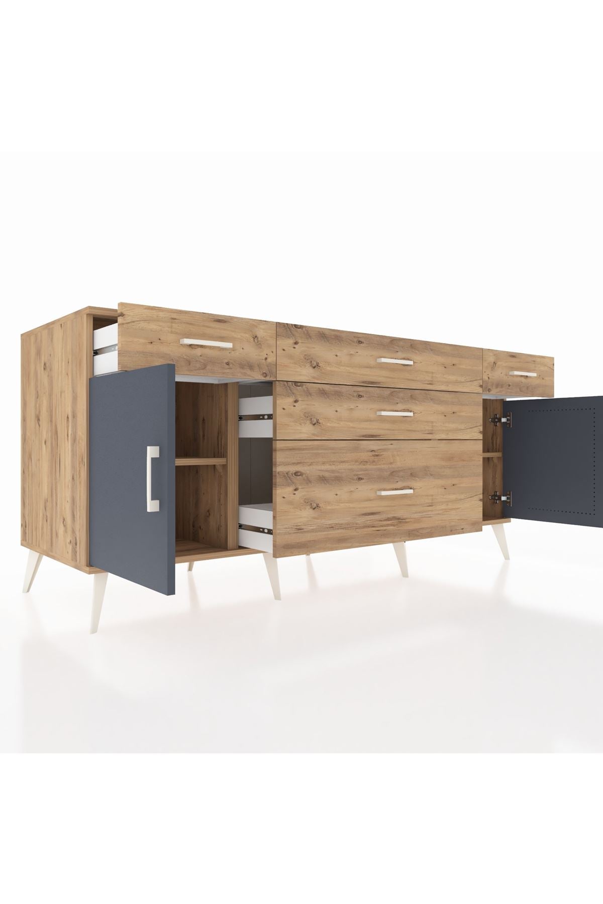 Kronos Konsol 2 Raflı 5 Çekmeceli 2 Kapaklı 176x59x83 - S610M017V27C