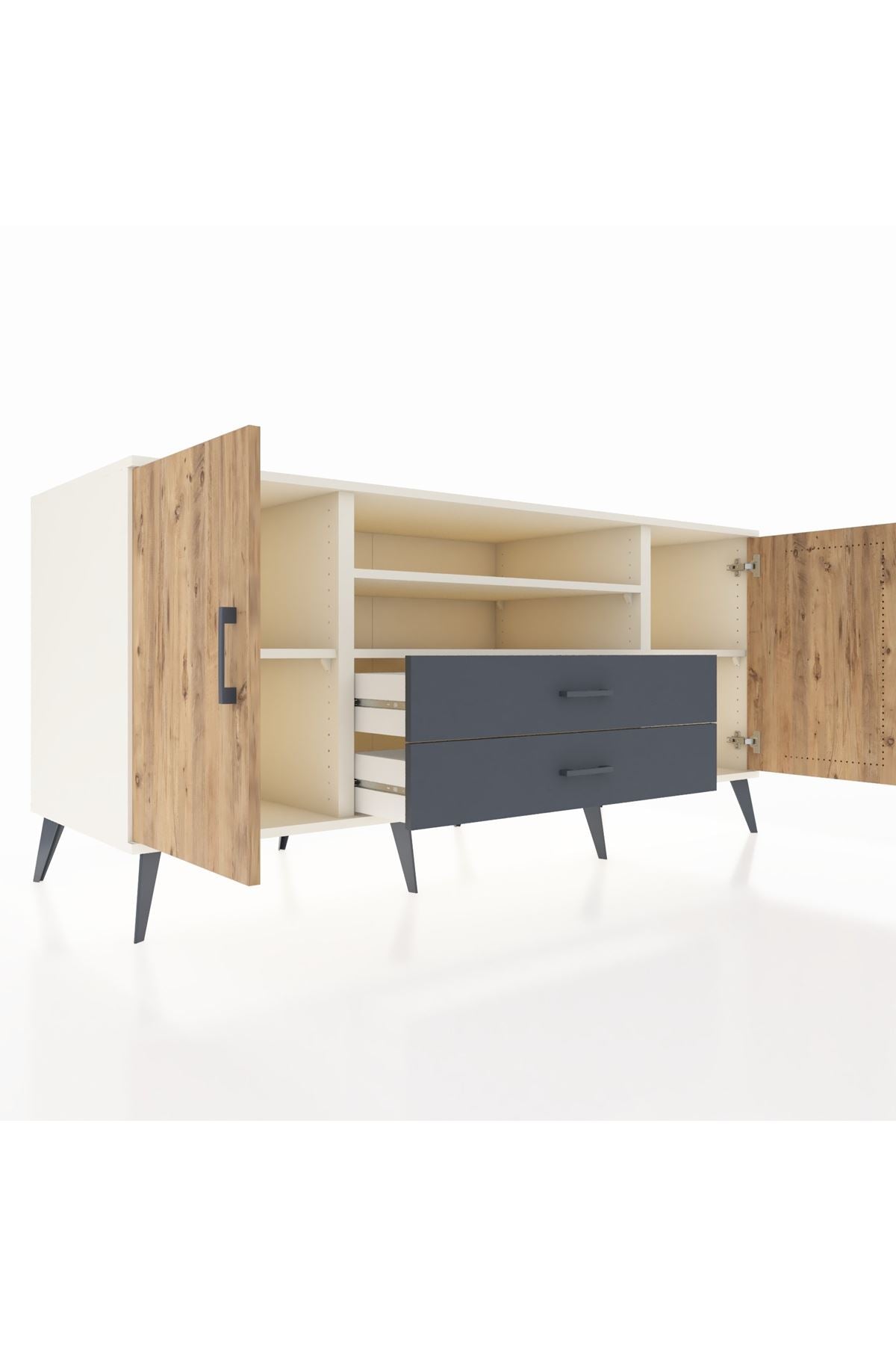 Kronos Konsol 4 Raflı 2 Çekmeceli 2 Kapaklı 176x59x83 - S610M018V02C