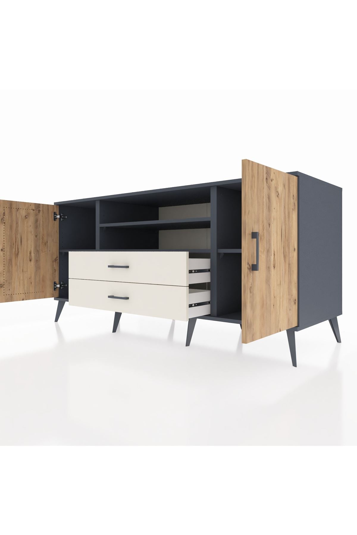 Kronos Konsol 4 Raflı 2 Çekmeceli 2 Kapaklı 176x59x83 - S610M018V10C