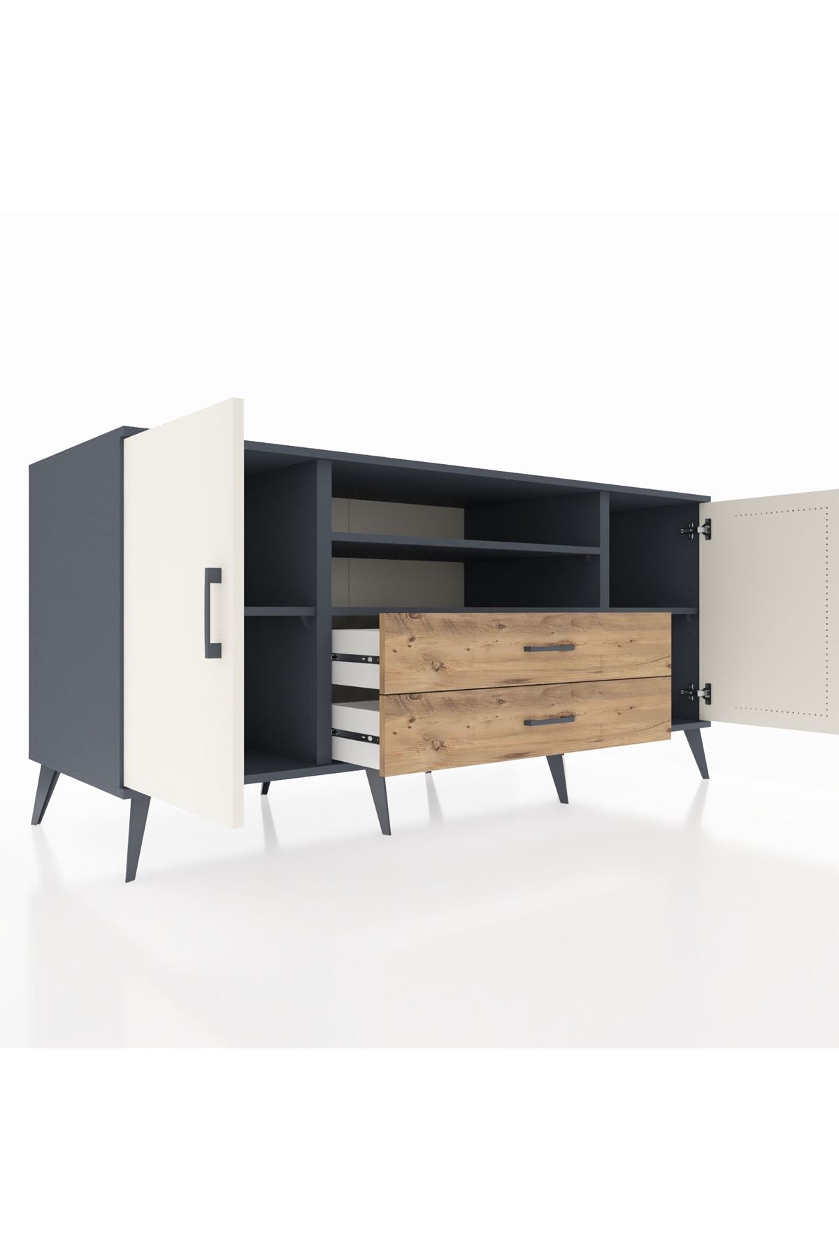 Kronos Konsol 4 Raflı 2 Çekmeceli 2 Kapaklı 176x59x83 - S610M018V15C