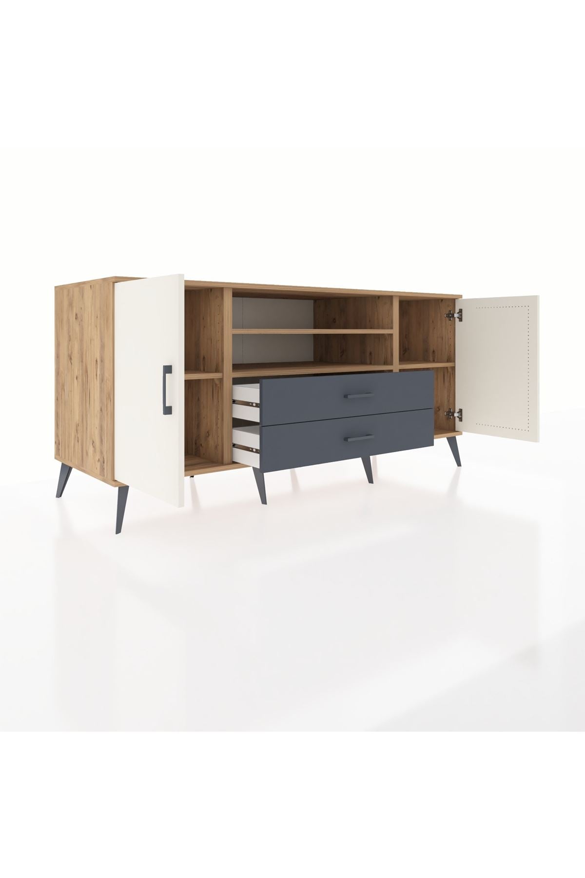 Kronos Konsol 4 Raflı 2 Çekmeceli 2 Kapaklı 176x59x83 - S610M018V23C