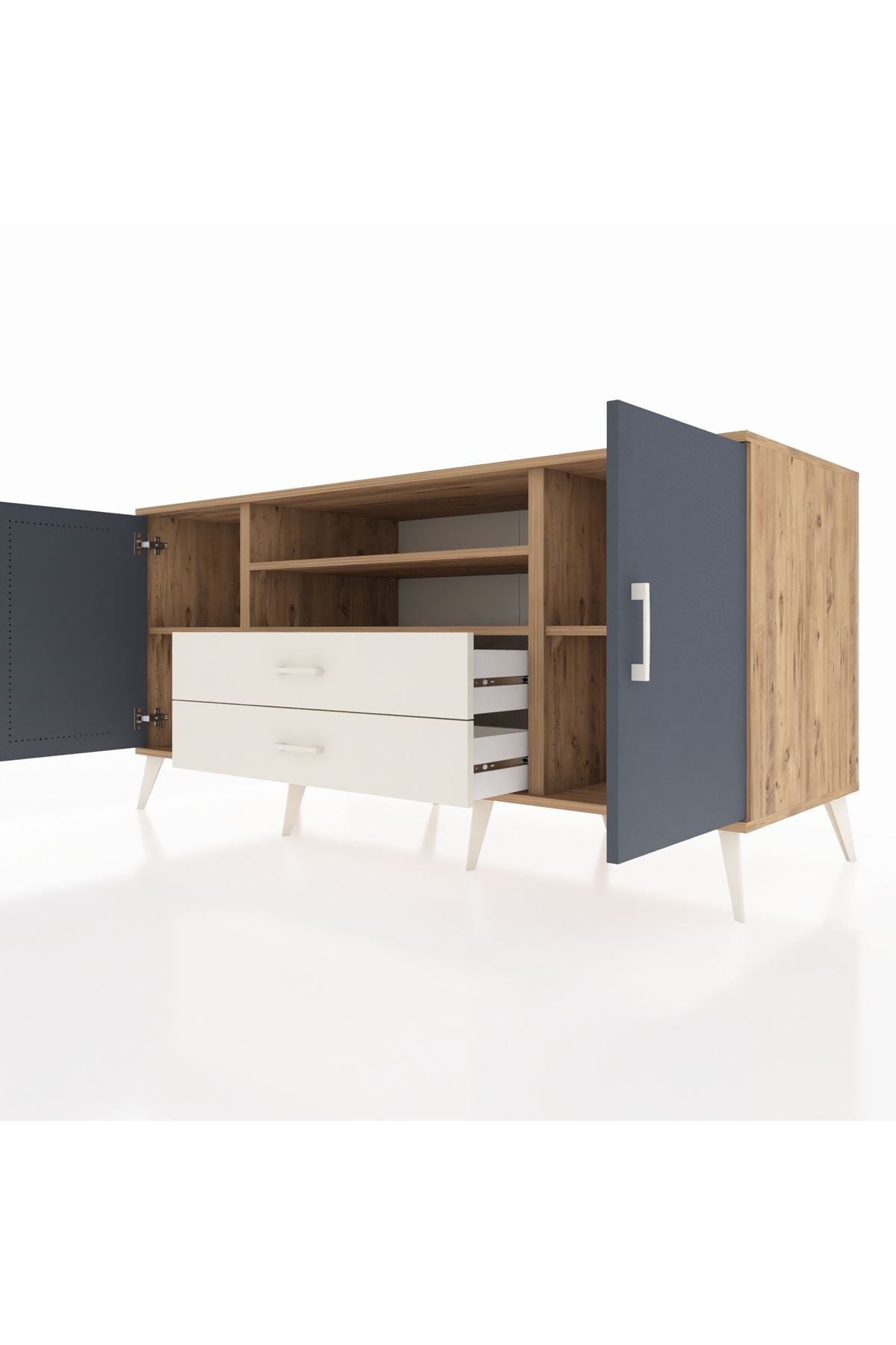 Kronos Konsol 4 Raflı 2 Çekmeceli 2 Kapaklı 176x59x83 - S610M018V25C