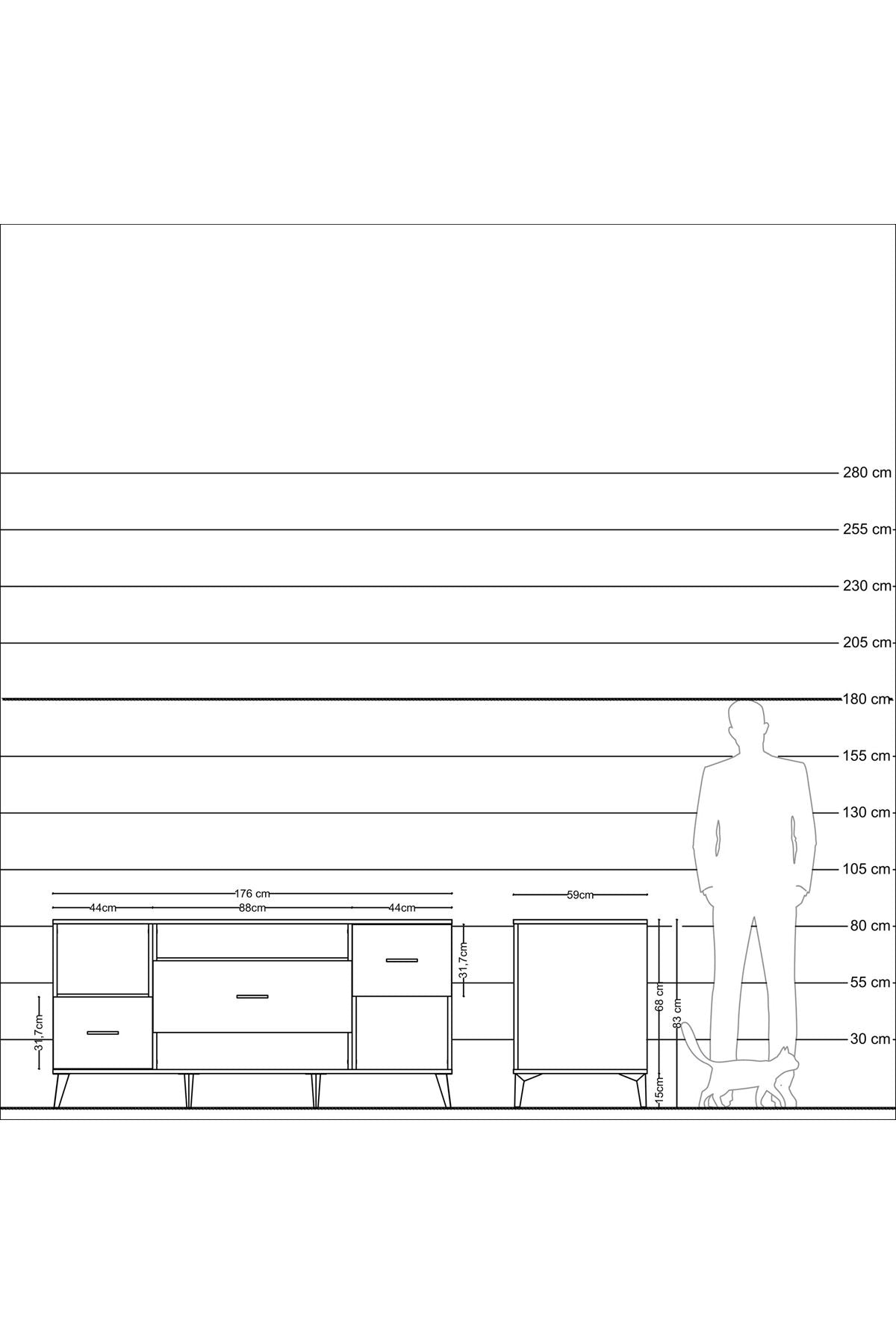 Kronos Konsol 2 Raflı 3 Çekmeceli 176x59x83 - S610M019V13C