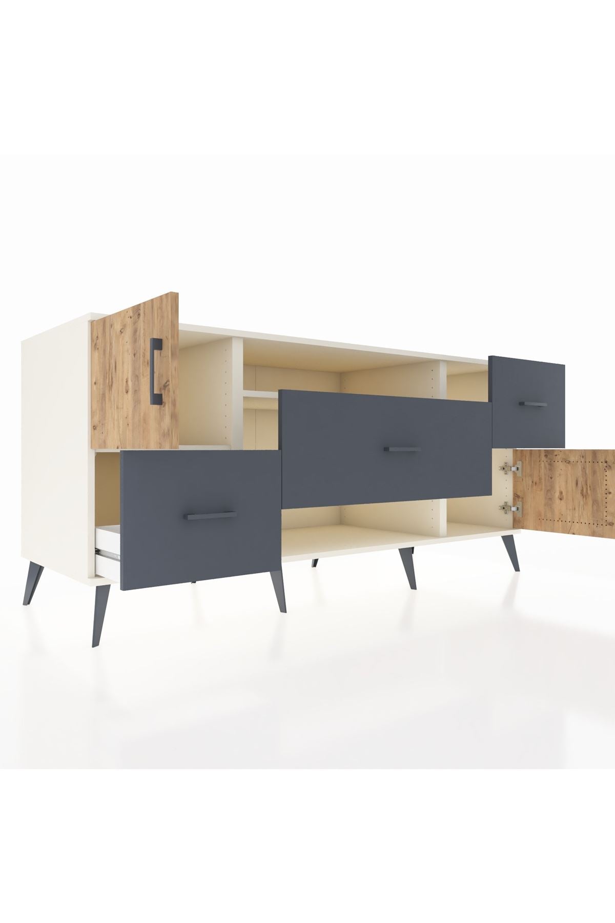 Kronos Konsol 2 Raflı 3 Çekmeceli 2 Kapaklı 176x59x83 - S610M020V02C